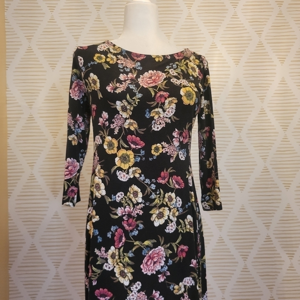 J. JILL Floral Print 3/4 Sleeve Dress Sz XSP - Picture 1 of 9